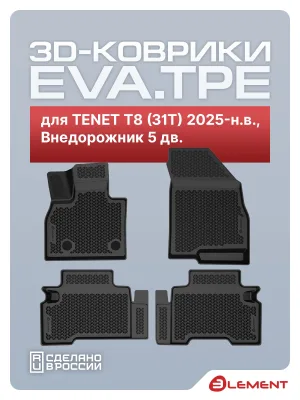 Коврики 3D EVA (ЭВА) в салон для TENET T8 (31T) 2025-н.в., Внедорожник 5 дв., EVA, 4 шт. (полиуретан) / Тенет Т8