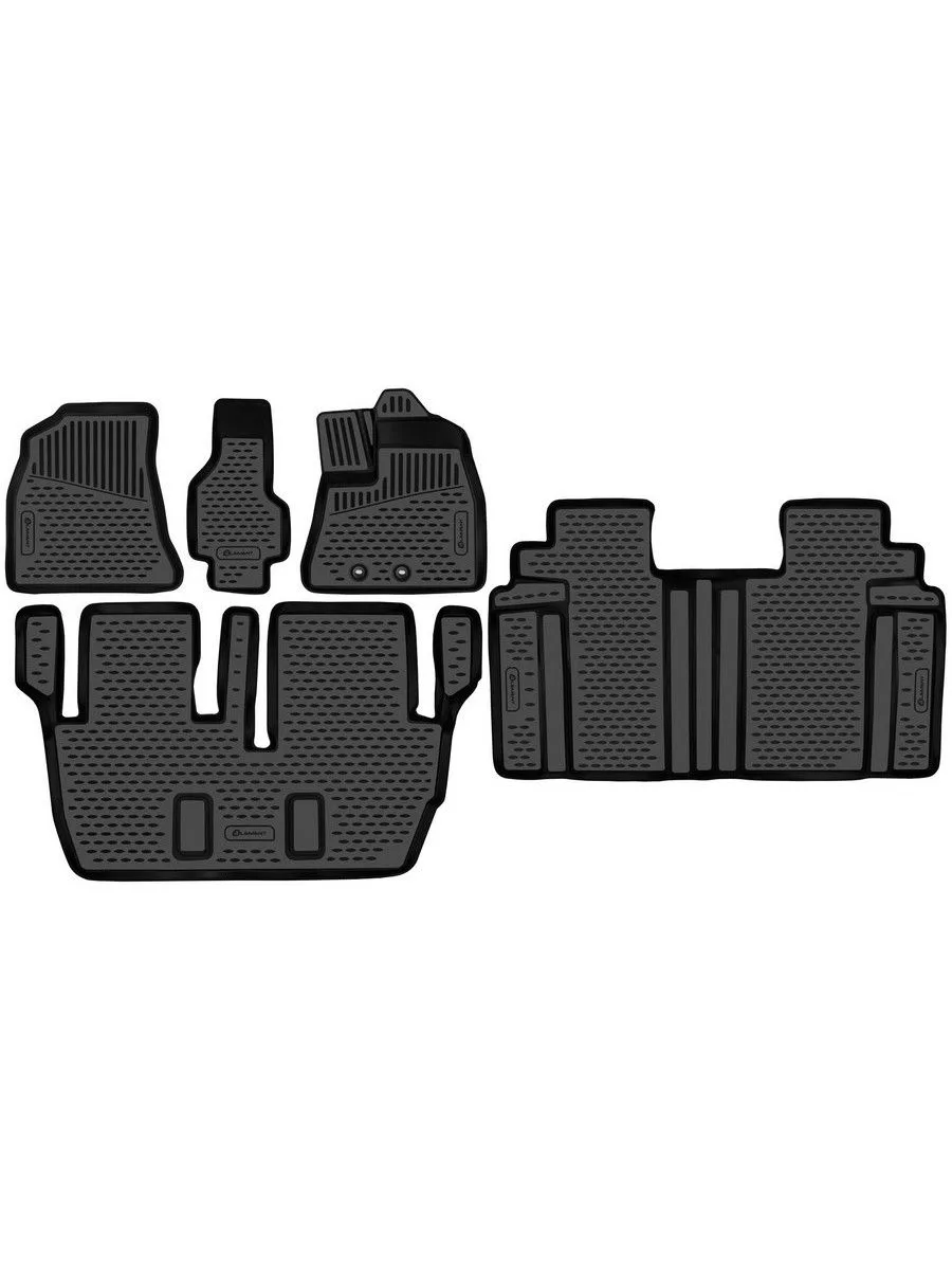 Коврики 3D в салон для Toyota Voxy/Noah 3 R80 2014 -, 2WD/4WD, бенз. и гибрид правый руль, 3 ряда, 8 мест, 5 шт. (полиуретан) / Тойота Вокси