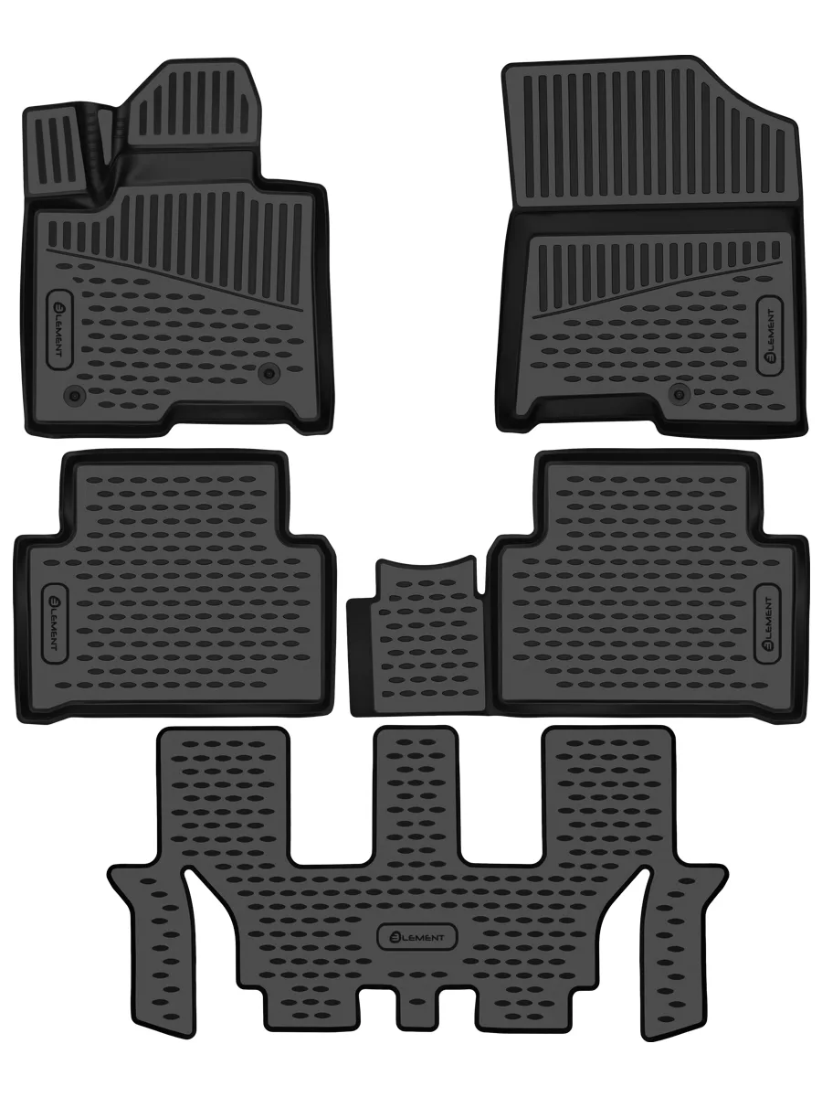 Коврики 3D в салон для KIA Sorento (IV рест.) (2023-н.в.) 5шт. (полиуретан) / Киа Соренто