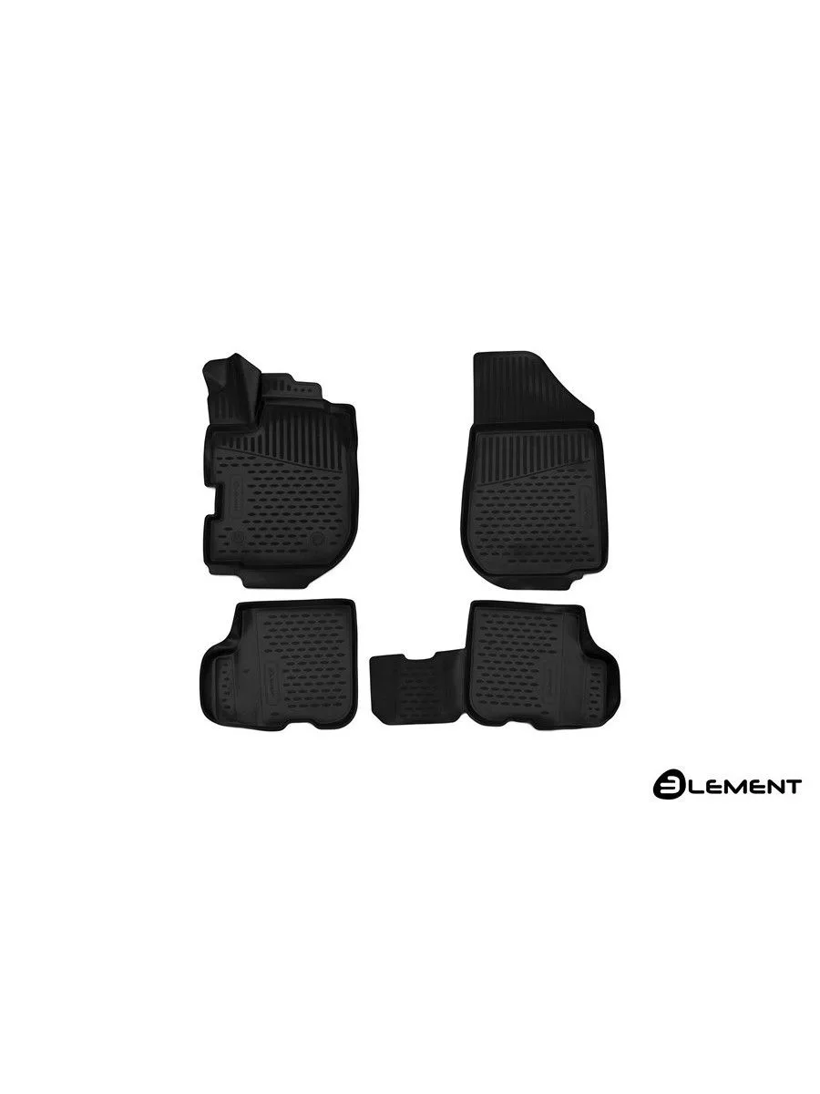 Коврики 3D в салон для RENAULT Sandero Stepway (II) 2013-2018 (с ручкой для дистанционного открытия лючка бензобака), хб., 4 шт. (полиуретан) / Рено С