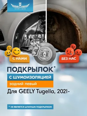 Подкрылок с шумоизоляцией для GEELY Tugella 2021-н.в./Knewstar 001 2024-н.в, кроссовер (задний левый) / Джили Тугела