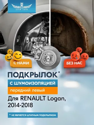 Подкрылок с шумоизоляцией RENAULT Logan, 2014-2018, сед. (передний левый) / Рено Логан