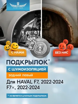 Подкрылок с шумоизоляцией для HAVAL F7/F7x 2022 - 2024 кроссовер (задний левый) / Хавал Ф7