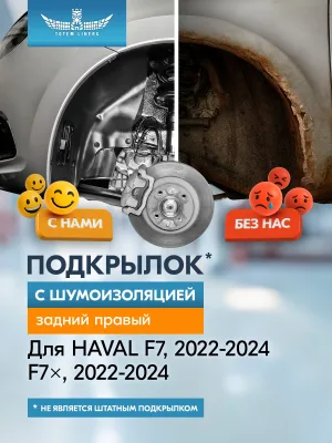 Подкрылок с шумоизоляцией для HAVAL F7/F7x 2022 - 2024 кроссовер (задний правый) / Хавал Ф7