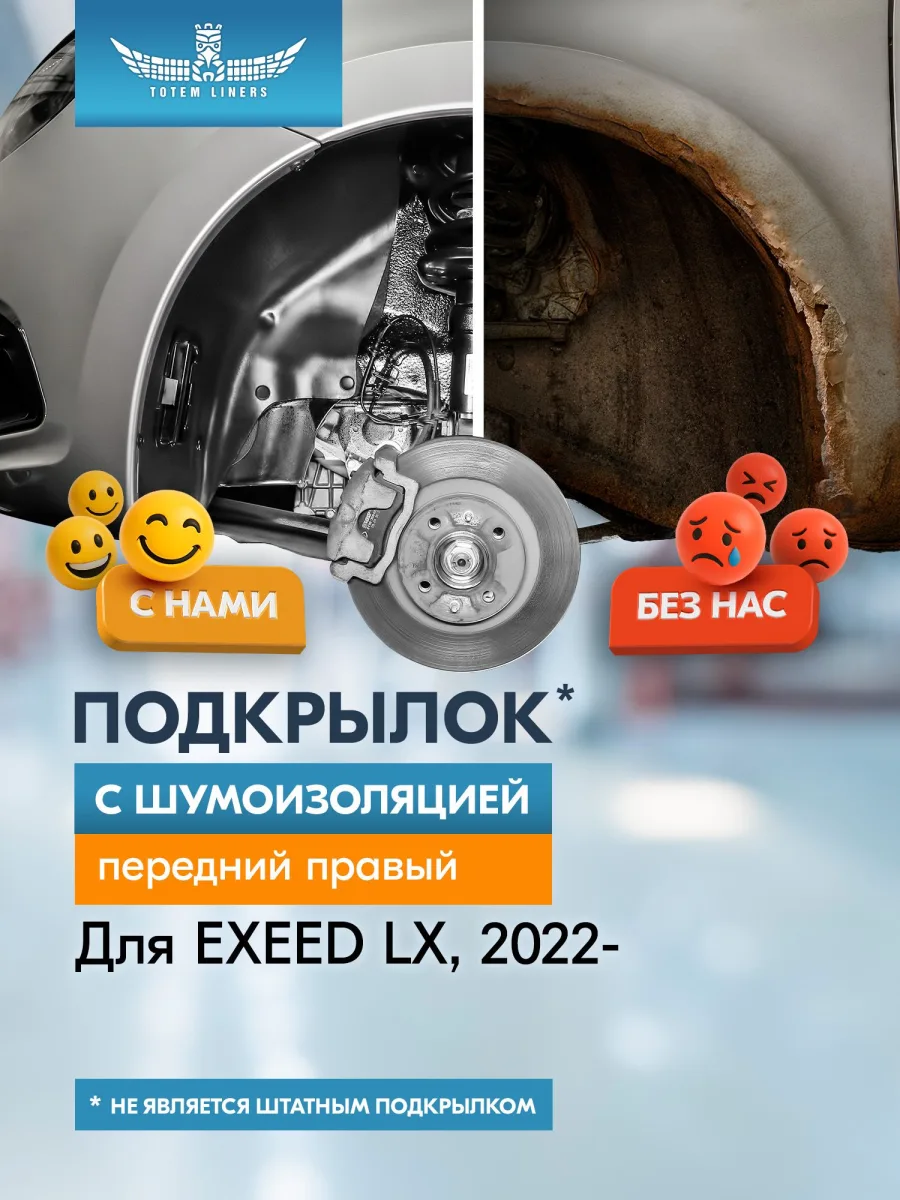 Подкрылок с шумоизоляцией для EXEED LX 2019 - Внедорожник 5 дв. (передний правый) / Эксид ЛХ