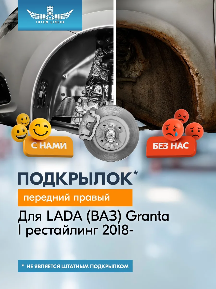 Подкрылок для LADA (ВАЗ) Granta I рестайлинг 2018 - Седан (передний правый) / Лада Гранта