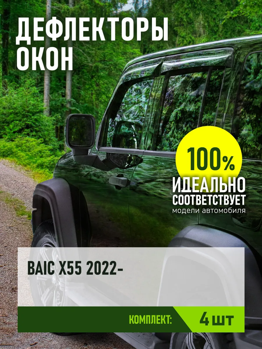 Дефлекторы окон для BAIC X55 2022-н.в. внедорожник 5 дв. REIN 4 шт. / БАИК Х55