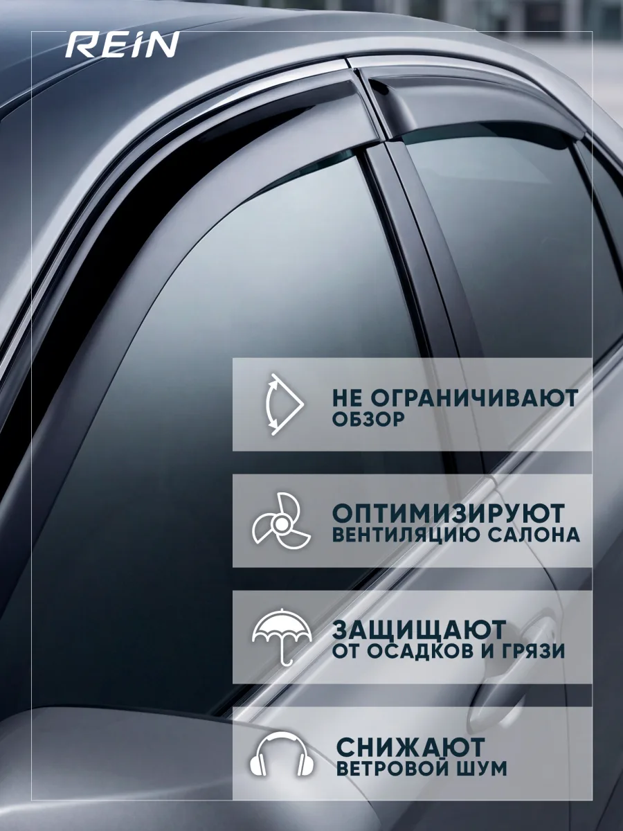Дефлекторы окон для TANK 300 2021-н.в., 2025-н.в. внедорожник 5 дв. REIN 4 шт. / ТАНК