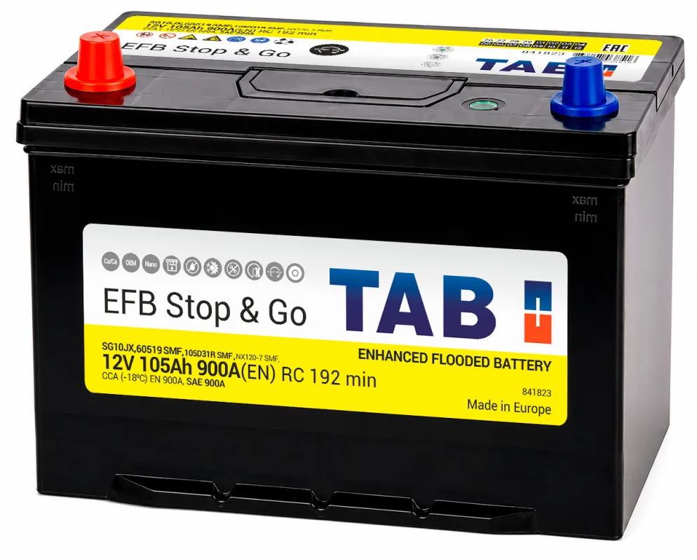Аккумулятор TAB EFB STOP & GO Asia 105 Ач прям. пол. 900A 306x173x220 (60519)
