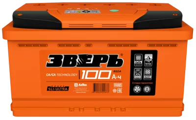 Аккумулятор Зверь 100 Ач обр. пол. 940А 353х175х190
