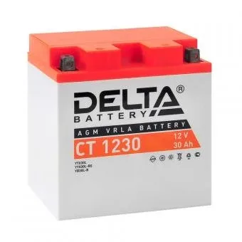 Аккумулятор для мототехники DELTA CT 1230 300А обр. пол. 30Ач 168x126x175 (YIX30 Ач, YIX30L-BS, YB30L-B)