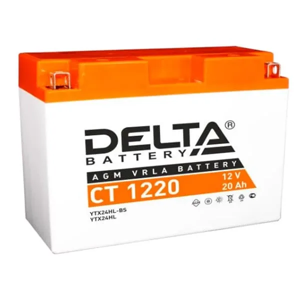 Аккумулятор для мототехники DELTA CT 1220 20Ач 250A обр. пол. 204x91x159 (Y50-N18L-A3, YTX24HL-BS, YTX24HL)