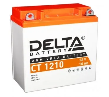 Аккумулятор для мототехники DELTA CT 1210 10Ач 100A прям. пол. 137x77x135 (YB9A-A, YB9-B, 12N9-4B-1)