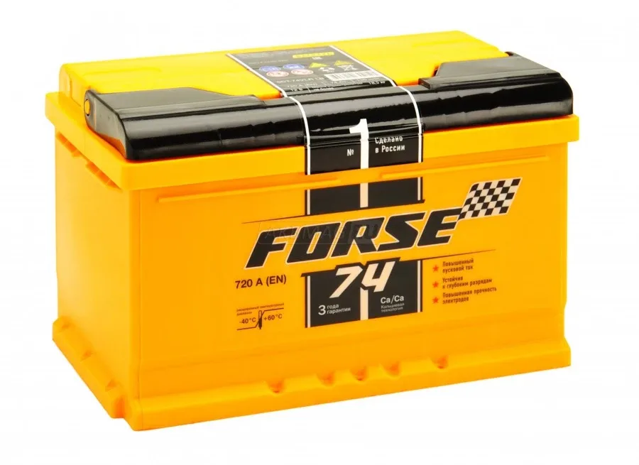 Аккумулятор FORSE LB3 74 Ач обр. пол. низкий 760A 278x175x175