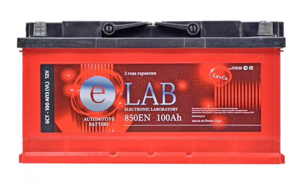 Аккумулятор E-LAB 6ст-100 Ач обр. пол. 850A 353x175x190