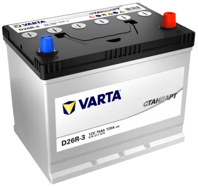Аккумулятор Varta Стандарт Asia D26 75 Ач обр. пол. 720A 258x173x223 (575 311 072)