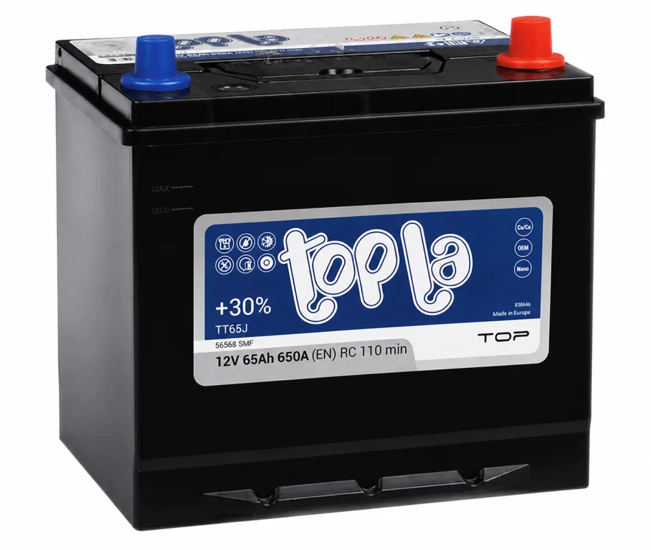 Аккумулятор Topla Top Asia 65 Ач обр. пол. 650A 232x173x225