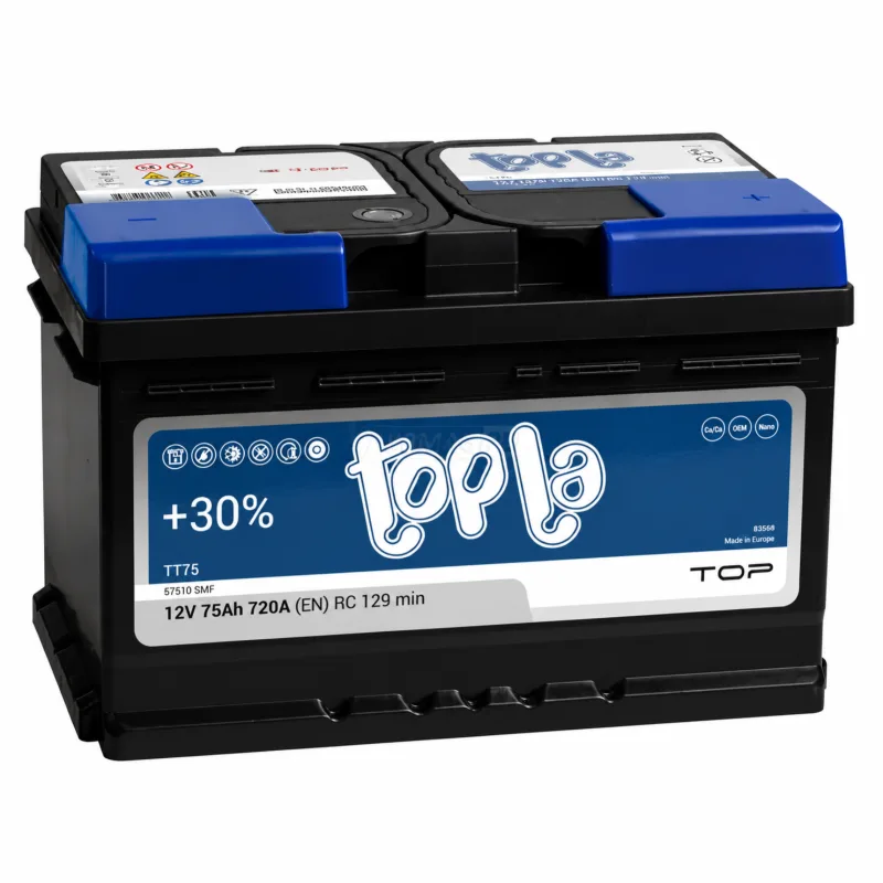 Аккумулятор Topla Top 75 Ач обр. пол. 720А низкий 278x175x175