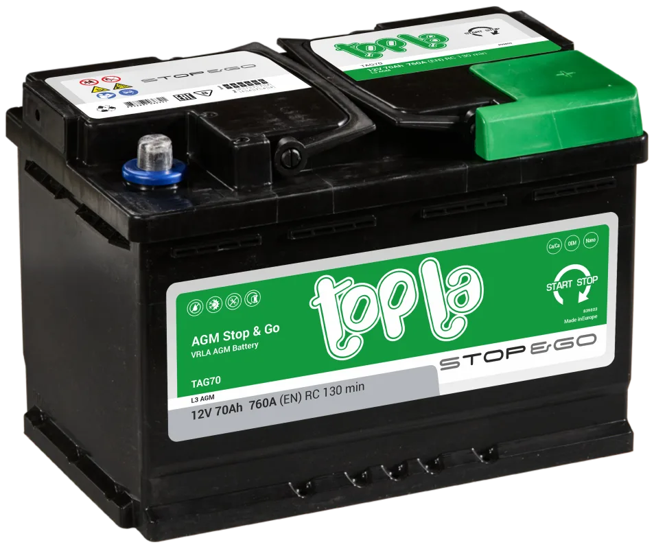 Аккумулятор Topla AGM STOP-N-GO 70 Ач обр. пол. 760A 278x175x190