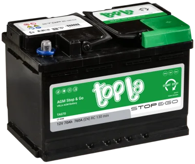 Аккумулятор Topla AGM STOP-N-GO 70 Ач обр. пол. 760A 278x175x190