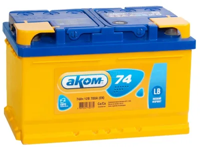Аккумулятор Аком 74 Ач обр. пол. LB низкий 700A 278x175x175