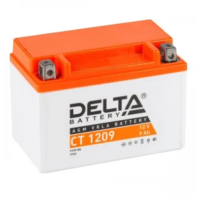 Аккумулятор для мототехники DELTA CT 1209 9Ач 135A прям. пол. 150x86x108 (YTZ12S, YTZ14S)