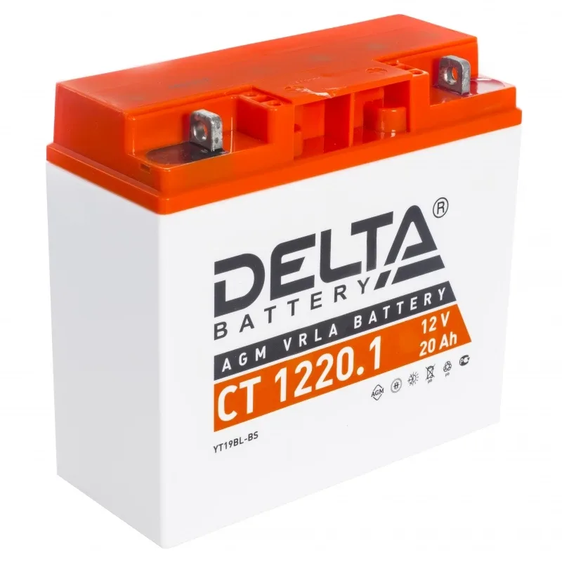 Аккумулятор для мототехники DELTA CT 1220.1 20Ач обр. пол. 181x77x167 (YT19BL-BS)