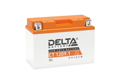 Аккумулятор для мототехники DELTA CT 1209.1 9Ач 115A прям. пол. 151x71x107 (YT9B-BS)