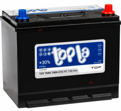 Аккумулятор Topla Top Asia 75 Ач обр. пол. 740A 261x173x220