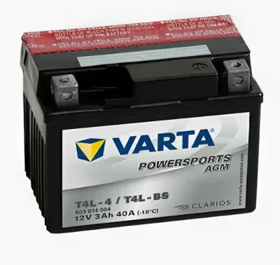 Аккумулятор Мото VARTA Powersports AGM YTR4A-BS 3Ач прям. пол. 30A 114x49x86