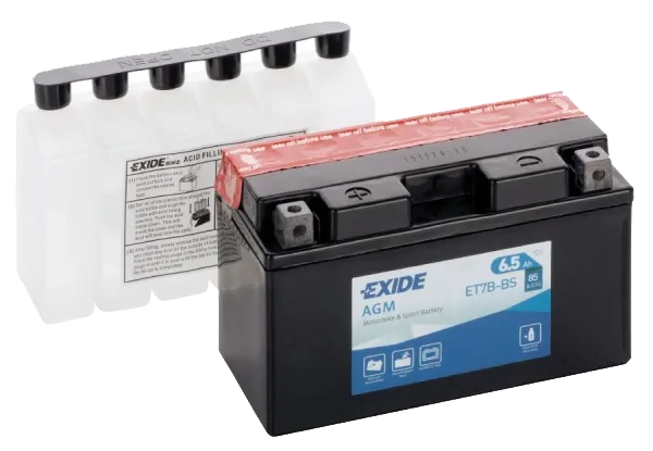 Аккумулятор для мототехники EXIDE AGM ET7B-BS 7Ач 85A прям. пол. 150x65x93 (YT7B-BS, YT7B-4)