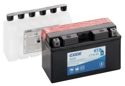 Аккумулятор для мототехники EXIDE AGM ET7B-BS 7Ач 85A прям. пол. 150x65x93 (YT7B-BS, YT7B-4)