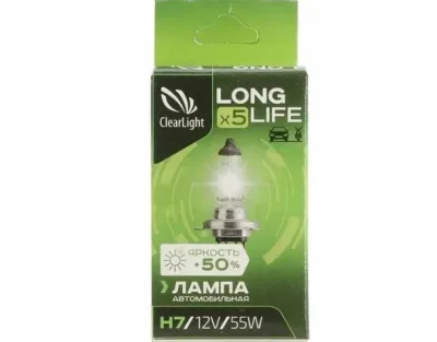 Лампа автомобильная H7 12V55W PX26d ClearLight LongLife 1 шт. картон MLH7LL