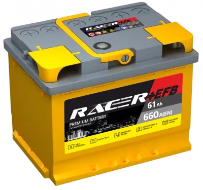 Аккумулятор RACER EFB (АКОМ) 61 Ач прям. пол. 660A 242x175x190