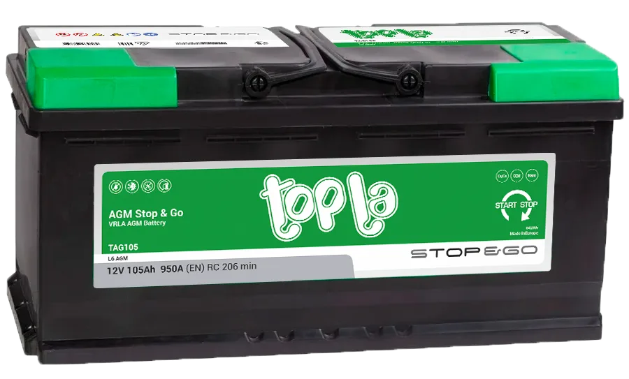 Аккумулятор TOPLA AGM STOP-N-GO 105 Ач обр. пол. 950А 393x175x190