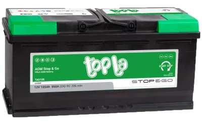 Аккумулятор TOPLA AGM STOP-N-GO 105 Ач обр. пол. 950А 393x175x190
