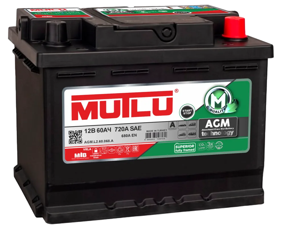 Аккумулятор Mutlu AGM L2 60 Ач обр. пол. 720A 242x175x190