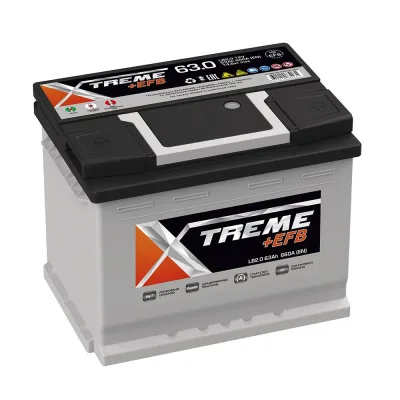 Аккумулятор XTREME +EFB LB2 63R обр. пол. низкий 660A 242x175x175