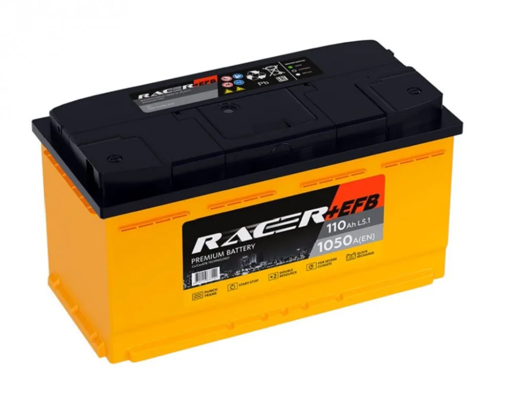 Аккумулятор RACER EFB 110 Ач прям. пол. 1050A 353x175x190