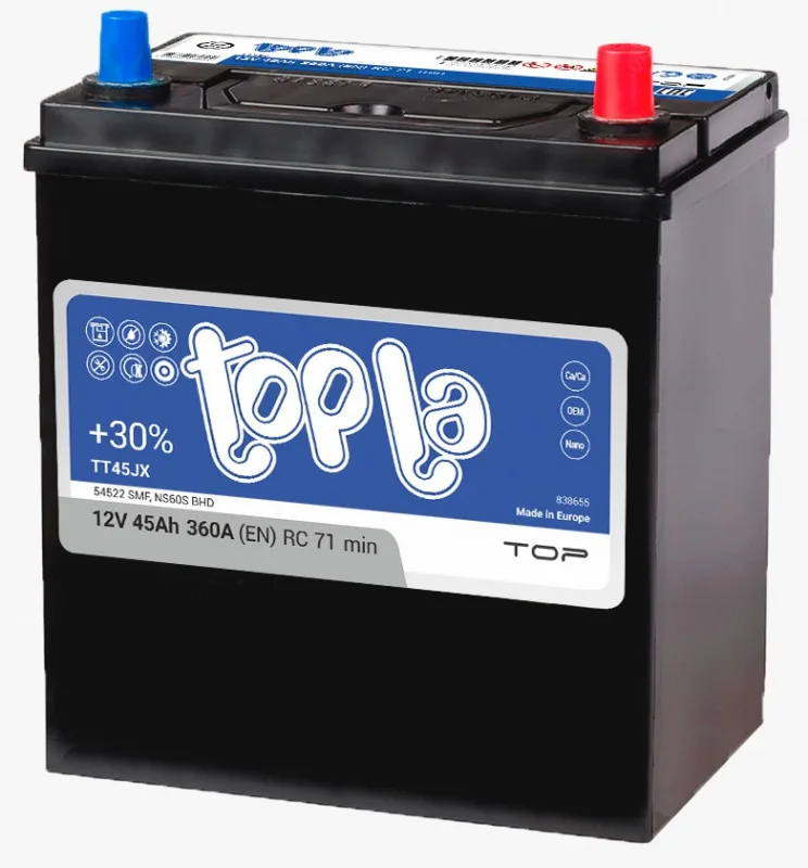 Аккумулятор Topla Asia 45 Ач обр. пол. 360A 187x127x227