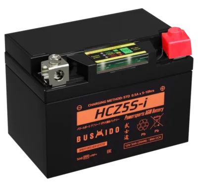 Аккумулятор для мототехники BUSHIDO AGM HCZ5S-i 5Ah 80A обр. пол. 113x70x86 (YTZ5S-BS, YTX4L-BS)