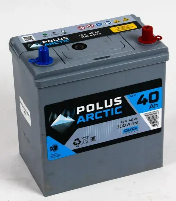 Аккумулятор POLUS ARCTIC 40B19L 40 Ач тонкие клеммы обр. пол. 300A 186x127x220