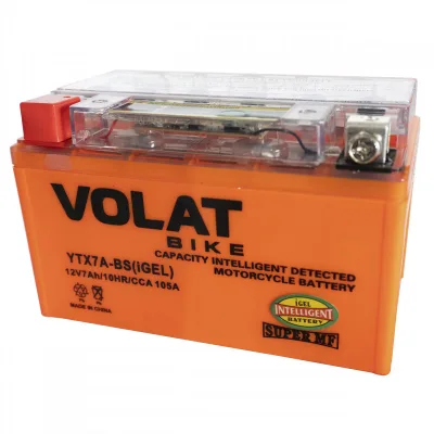Аккумулятор для мототехники VOLAT iGEL YTX7A-BS 7Ач 105А прям. пол. 150x87x94 (MT 12-7, SMT 12-7, CT 1207)