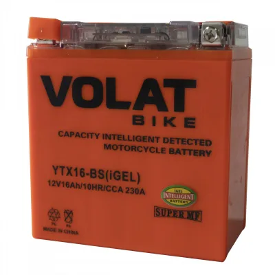 Аккумулятор для мототехники VOLAT YTX16-BS iGEL 16Ач 230А прям. пол. 150x87x161 (YTX16-BS, СТ 1216.1)