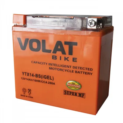 Аккумулятор для мототехники VOLAT YTX14-BS iGEL 14Ач 200А прям. пол. 150x87x145 (СТ 1214)