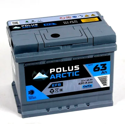 Аккумулятор POLUS ARCTIC EFB 63 Ah обр. пол. 620A 242x175x190