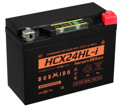 Аккумулятор для мототехники BUSHIDO AGM HCX24HL-i 27Ач 350A обр. пол. 204x91x159 (YTX24HL-BS, СТ 1220)