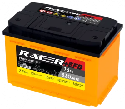 Аккумулятор RACER EFB (Kainar) 78 Ач прям. пол. 820A 278x175x190