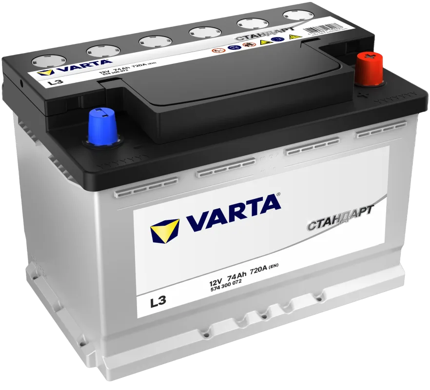 Аккумулятор Varta Стандарт 74 Ач низкий обр. пол. 720A 278x175x175