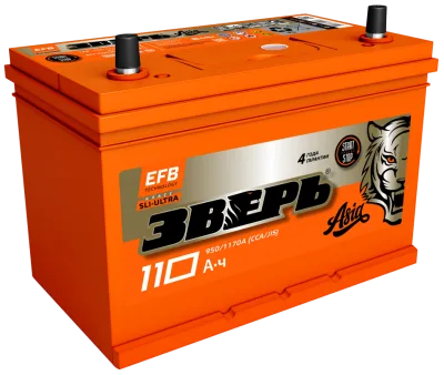 Аккумулятор Зверь Азия EFB 125D31L 110 Ач обр. пол. 950А 306х173х225